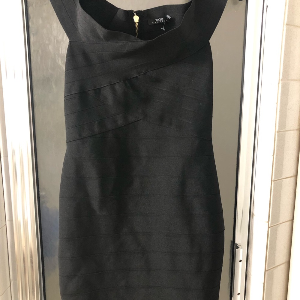 wow couture black bodycon dress bandage size Medium